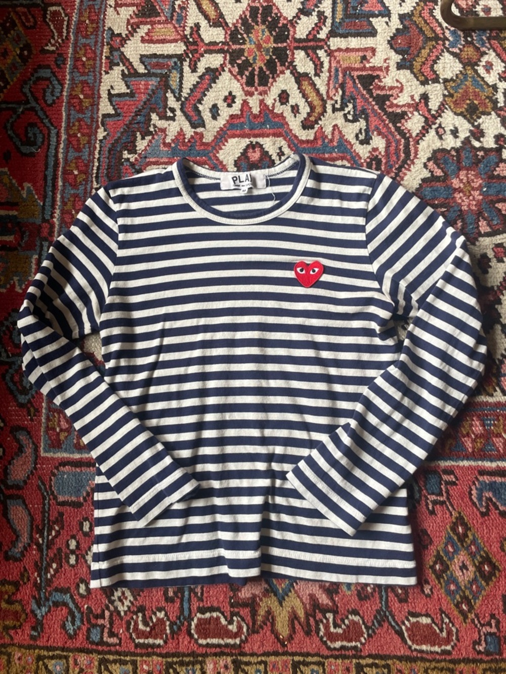 Comme des Garcins Navy & White Stripe Long-Sleeve Shirt